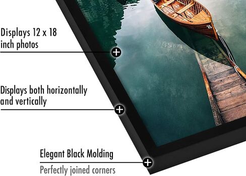 إطارات صور Americanflat مقاس 12 × 18 باللون الأسود - مجموعة من 2 - خشب هندسي مع زجاج مقاوم للكسر - تنسيقات أفقية ورأسية للجدار in Saudi Arabia