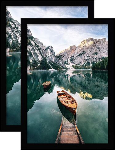 إطارات صور Americanflat مقاس 12 × 18 باللون الأسود - مجموعة من 2 - خشب هندسي مع زجاج مقاوم للكسر - تنسيقات أفقية ورأسية للجدار in Saudi Arabia