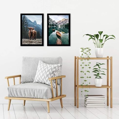 إطارات صور Americanflat مقاس 12 × 18 باللون الأسود - مجموعة من 2 - خشب هندسي مع زجاج مقاوم للكسر - تنسيقات أفقية ورأسية للجدار in Saudi Arabia
