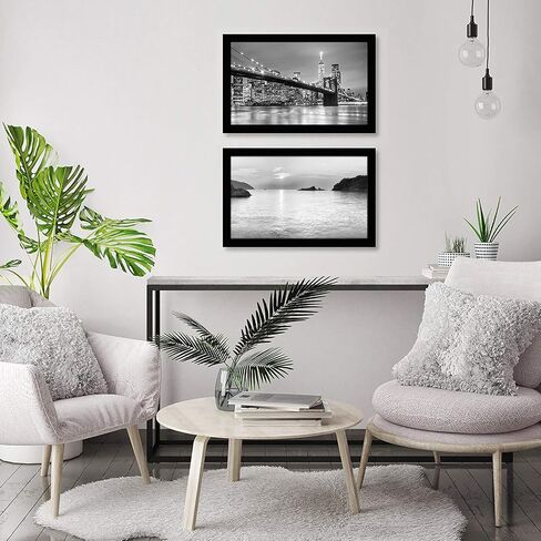 إطارات صور Americanflat مقاس 12 × 18 باللون الأسود - مجموعة من 2 - خشب هندسي مع زجاج مقاوم للكسر - تنسيقات أفقية ورأسية للجدار in Saudi Arabia
