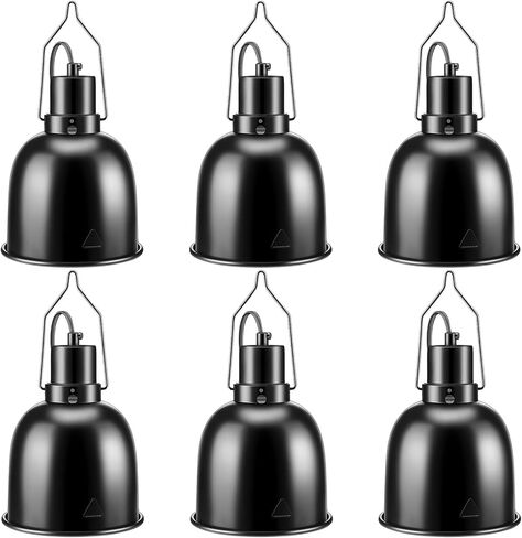 Baquler 6 Pcs Reptile Deep Aluminum Dome Heat Lamp Reptile Basking Heat Lamp Fixture with Hooking Temperature Gauge Black Dome Light for Bearded Dragon Turtles Snake and Lizard Terrarium in Kuwait