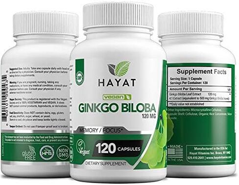نباتي طبيعي جينكو بيلوبا 120 ملغ، حلال معتمد، 120 كبسولة in Kuwait