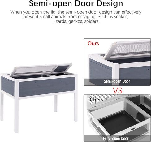 BIRASIL Wooden Tortoise Habitat, Tortoise Enclosure for Indoor, Reptile House for Small Animal, Turtle Cage for Landscaping in Kuwait