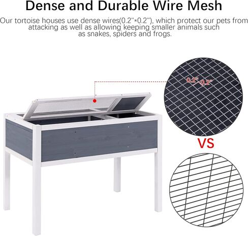 BIRASIL Wooden Tortoise Habitat, Tortoise Enclosure for Indoor, Reptile House for Small Animal, Turtle Cage for Landscaping in Kuwait