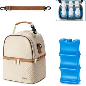 Breastmilk Cooler Bag with Ice Pack Fits 6 Baby Bottles up to 9 Ounce, Breast Milk Pump Cooler Bag with Shoulder Strap for Nursing Mom Daycare, Work, Travel- Black in Kuwait