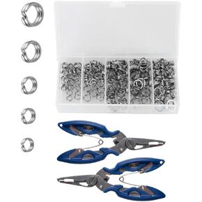 ANBILILA 200 قطعة من الفولاذ المقاوم للصدأ بطول 5 ياردات، حلقة توصيل مقسمة بإبزيم سمكة، طُعم مسطح، حلقة توصيل مسطحة بدائرة مزدوجة، مع كماشة صيد من الفولاذ المقاوم للصدأ بفم منحني كماشة صيد in Kuwait