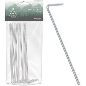 J-One Metal Tent Stakes Heavy Duty, 9" Galvanized RustFree Tent Stakes Metal, Metal Stakes for Ground, Camping Stakes Heavy Duty, Garden Stakes Metal Fence Stakes, Heavy Duty Tent Stakes, 10 pcs in Saudi Arabia