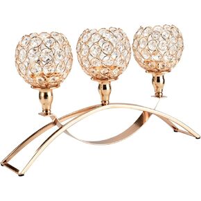 CYFGG Gold Crystal 3 Candle Holders - Arch Candelabra Tea Table Candle Holder Centerpiece Decorative Pillar Candlestick Stand Suitable for Home Decoration Wedding Housewarming Anniversary in Saudi Arabia