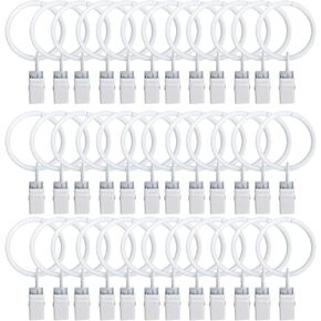TOOFN 36-Pack 1.26 Inch Drapery Rings with Clips Curtain Rod Clips Electroplate Surface and Premium Iron Metal (White, 36) in Saudi Arabia