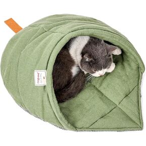 Leaf Cat Sleeping Bed,Pet Sleep Cozy Bag Stay Open,Cute Pet Cuddle Cave Reinforced Upper Beam,Warm Cat Hideaway for Indoor Cat,Burrow Calming Snuggle Sack Covered Nest Bed for Puppy,Kittens(Green) in Kuwait