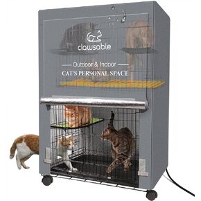 EEKKII بيت قطط كبير جدًا مُدفأ للقطط الداخلية والخارجية في الشتاء، قفص لعب متعدد القطط مكون من 3 طبقات مع غطاء مقاوم للطقس معزول ومقاوم للماء، مأوى للقطط من أجل قطط مجتمع الحظيرة الوحشية in Kuwait