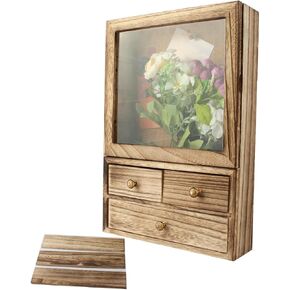 LITAITAI 11X16 Shadow Box Frame with 3 Drawer 3 Removable Shelfs–Wooden Acrylic Display Cases, for Wall Mount and Tabletop Display Picture Flower Keepsake (Black) in Saudi Arabia