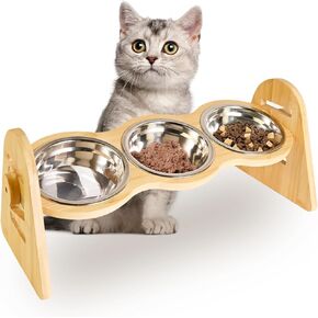 أوعية القطط المرتفعة من NFSQ - أوعية القطط المرتفعة بزاوية 15 درجة، و4 محطات تغذية للكلاب بارتفاعات قابلة للتعديل، وأوعية مياه لطعام الحيوانات الأليفة للكلاب الصغيرة والقطط مع 3 أوعية من الفولاذ المقاوم للصدأ in Kuwait