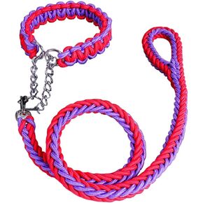 Dog Collar and Leash Set, Heavy Duty Nylon Braided Rope Strong 4 FT Dog Leash and Dog Training Collar for Small Medium Large Dogs in Saudi Arabia