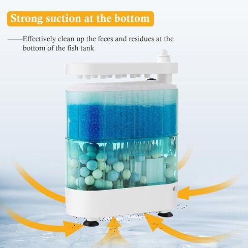 فلتر خزان السلحفاة الهادئ من VILLNO 165GPH - فلتر حوض السمك قوي 8 وات مع وسائط فلتر، لخزان السلحفاة/الأسماك ذو مستوى الماء المنخفض حتى 35 جالون in Kuwait