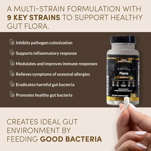 البروبيوتيك للبالغين لصحة الجهاز الهضمي [60 كبسولة] - مكمل البيفيدوباكتريوم والعصيات اللبنية مع 9 سلالات بروبيوتيك نباتية - بدون الغلوتين أو منتجات الألبان - البروبيوتيك غير المعدل وراثيًا للنساء والرجال in Kuwait