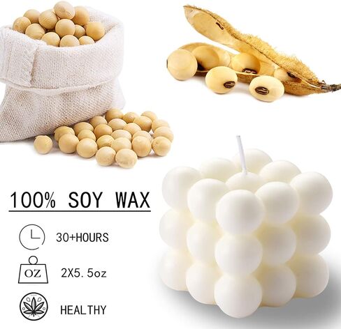 Bubble Candle - Cube Soy Wax Candles, Home Decor Candle, Scented Candle Set 2 Pieces, Home Use and Gifting in Saudi Arabia