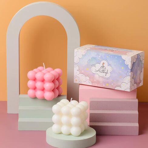 Bubble Candle - Cube Soy Wax Candles, Home Decor Candle, Scented Candle Set 2 Pieces, Home Use and Gifting in Saudi Arabia
