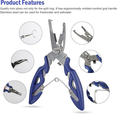 ANBILILA 200 قطعة من الفولاذ المقاوم للصدأ بطول 5 ياردات، حلقة توصيل مقسمة بإبزيم سمكة، طُعم مسطح، حلقة توصيل مسطحة بدائرة مزدوجة، مع كماشة صيد من الفولاذ المقاوم للصدأ بفم منحني كماشة صيد in Kuwait