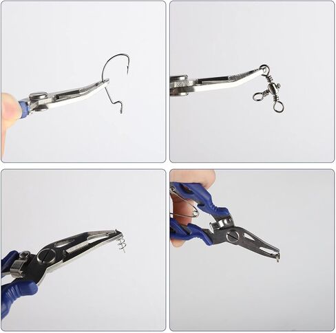 ANBILILA 200 قطعة من الفولاذ المقاوم للصدأ بطول 5 ياردات، حلقة توصيل مقسمة بإبزيم سمكة، طُعم مسطح، حلقة توصيل مسطحة بدائرة مزدوجة، مع كماشة صيد من الفولاذ المقاوم للصدأ بفم منحني كماشة صيد in Kuwait