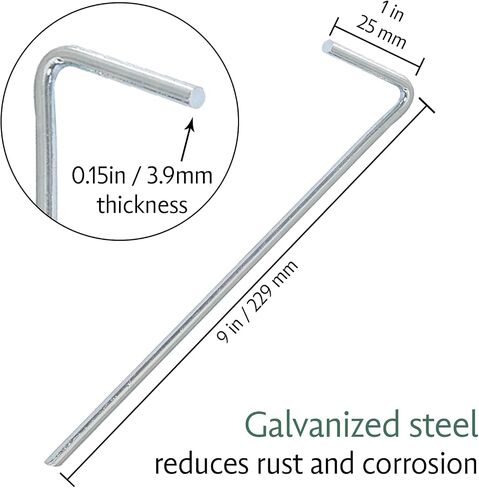 J-One Metal Tent Stakes Heavy Duty, 9" Galvanized RustFree Tent Stakes Metal, Metal Stakes for Ground, Camping Stakes Heavy Duty, Garden Stakes Metal Fence Stakes, Heavy Duty Tent Stakes, 10 pcs in Saudi Arabia
