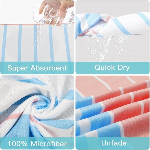 منشفة شاطئ Airensky مقاس 72 بوصة × 36 بوصة منشفة شاطئ من الألياف الدقيقة كبيرة الحجم سريعة الجفاف وخالية من الرمال وماصة، منشفة حمام سباحة مخصصة للحمام والسباحة والسفر وأساسيات الشاطئ (شجرة جوز الهند الزرقاء) in Kuwait