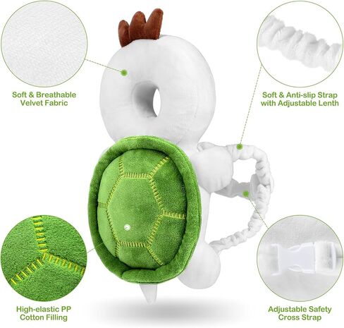 Baby Toddler Head Protector Backpack Head Safety Pad Adjustable Backpack Baby Head Protection for Infant Toddler & Walker Walking & Crawling Cute Tortoise in Saudi Arabia
