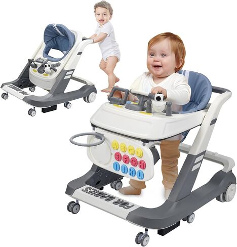 مشاية أطفال قابلة للطي 4 في 1 من هابيوي، مشاية أنشطة للأولاد والبنات، مقعد للتعلم، مشاية للأطفال الصغار مع ألعاب موسيقية، ارتفاع وسرعة قابلان للتعديل، مصد أمان، مشاية أطفال مضادة للانقلاب in Kuwait