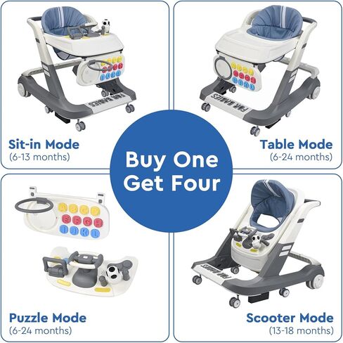 مشاية أطفال قابلة للطي 4 في 1 من هابيوي، مشاية أنشطة للأولاد والبنات، مقعد للتعلم، مشاية للأطفال الصغار مع ألعاب موسيقية، ارتفاع وسرعة قابلان للتعديل، مصد أمان، مشاية أطفال مضادة للانقلاب in Kuwait