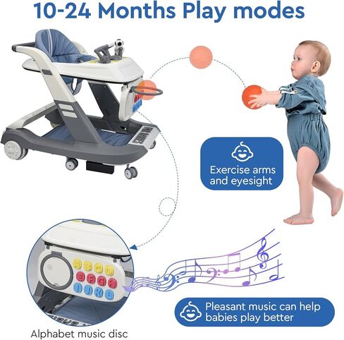 مشاية أطفال قابلة للطي 4 في 1 من هابيوي، مشاية أنشطة للأولاد والبنات، مقعد للتعلم، مشاية للأطفال الصغار مع ألعاب موسيقية، ارتفاع وسرعة قابلان للتعديل، مصد أمان، مشاية أطفال مضادة للانقلاب in Kuwait