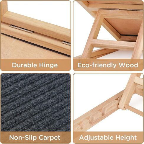 FORIVE Dog Ramp,Pet Ramp for Bed, Couch or Car - for Large Small Dogs and Cats,4 Layer Adjustable Ramp Up to 88 Lbs, Adjustable from 13"to 21"- Non Slip Carpet Surface in Saudi Arabia