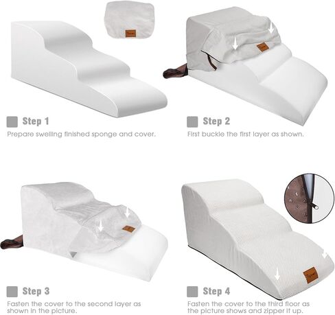 غطاء مقاوم للماء بديل لمنحدر الكلاب الرغوي الممتد من Topmart وخطوات 3 طبقات، 33.1 بوصة طول × 15.7 بوصة عرض × 15.7 بوصة ارتفاع in Kuwait