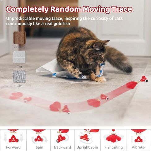 العاب القطط سريعة الحركة من كيتي فيش، لعبة الكترونية اوتوماتيكية تفاعلية للقطط من الريش لتحفيز الاهتمام بالصيد والقطط الصغيرة (قطعتان من ذيول الريش قابلة للاستبدال) in Kuwait