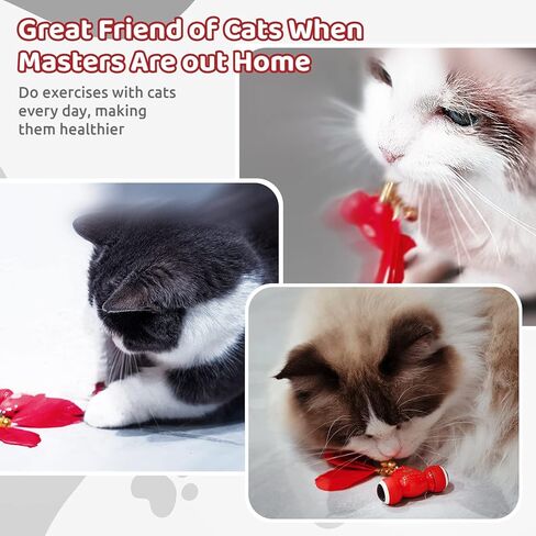 العاب القطط سريعة الحركة من كيتي فيش، لعبة الكترونية اوتوماتيكية تفاعلية للقطط من الريش لتحفيز الاهتمام بالصيد والقطط الصغيرة (قطعتان من ذيول الريش قابلة للاستبدال) in Kuwait