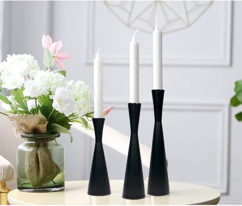 مجموعة من 3 شمعدّات معقمة معدنية سوداء غير لامعة، شمعدان عصري لمنتصف القرن القديم للمنزل والمزرعة والمنزل، وحامل شموع قطعة مركزية لحفل الزفاف in Kuwait