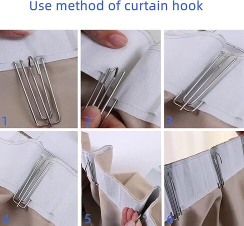 خطافات ستائر من الفولاذ المقاوم للصدأ من Olgamo، خطاف ودبوس للستائر المطوية، 4 شوكات، مشابك مطوية، 4 شماعات ستارة نهائية لباب النافذة (خطافات 30 قطعة) in Kuwait