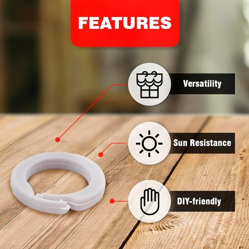 Amazing Drapery Hardware Premium Plastic Roman Shade Split Rings, 25 Pack - Premium White Finish, UV-Resistant - Versatile and Easy-to-Use for Window Valances and Shades in Saudi Arabia