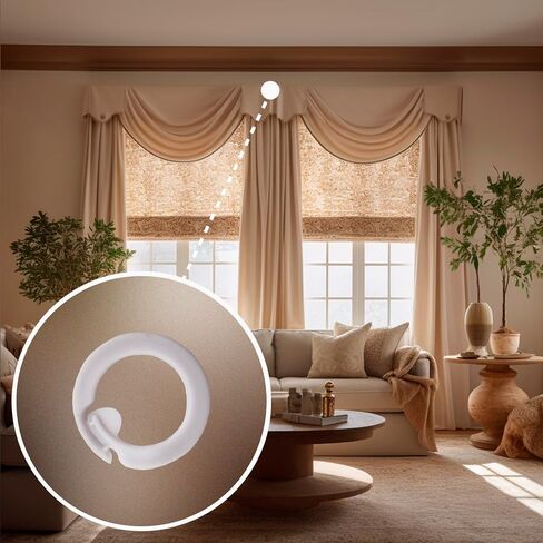 Amazing Drapery Hardware Premium Plastic Roman Shade Split Rings, 25 Pack - Premium White Finish, UV-Resistant - Versatile and Easy-to-Use for Window Valances and Shades in Saudi Arabia