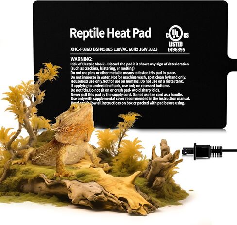 BUCATSTATE Reptile Heat Pad Under Tank Heater, 8 * 12 Inch 16W MET Certified Terrarium Heating Pad Mat for Hermit/Lizard/Spider/Frog/Turtle/Snake/Plant 30-40gal Tank in Kuwait