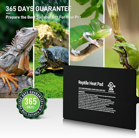 BUCATSTATE Reptile Heat Pad Under Tank Heater, 8 * 12 Inch 16W MET Certified Terrarium Heating Pad Mat for Hermit/Lizard/Spider/Frog/Turtle/Snake/Plant 30-40gal Tank in Kuwait