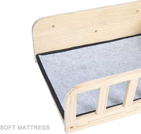 ييوتل سرير خشبي يثبت على الحائط للقطط مع وعاءين من الخشب، رف طعام للقطط على الحائط، منصة لعب للقطط في الاماكن المغلقة، سرير للقطط مع بساط in Kuwait