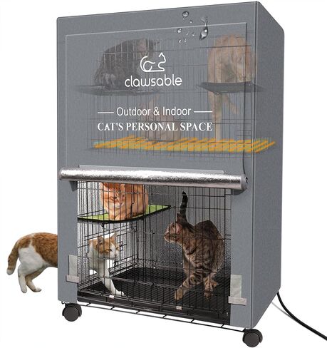 EEKKII بيت قطط كبير جدًا مُدفأ للقطط الداخلية والخارجية في الشتاء، قفص لعب متعدد القطط مكون من 3 طبقات مع غطاء مقاوم للطقس معزول ومقاوم للماء، مأوى للقطط من أجل قطط مجتمع الحظيرة الوحشية in Kuwait