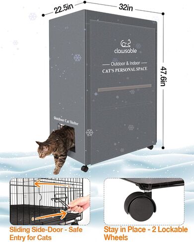 EEKKII بيت قطط كبير جدًا مُدفأ للقطط الداخلية والخارجية في الشتاء، قفص لعب متعدد القطط مكون من 3 طبقات مع غطاء مقاوم للطقس معزول ومقاوم للماء، مأوى للقطط من أجل قطط مجتمع الحظيرة الوحشية in Kuwait