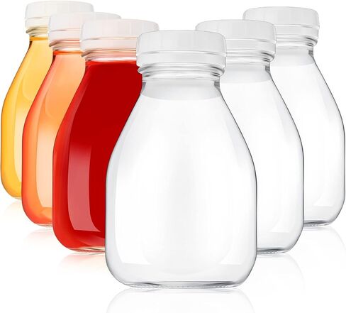 6 Pcs 16oz Glass Milk Bottles with Lids Small Milk Bottles Container with Lid for Refrigerator Storage Reusable Glass Bottles for Homemade Almond Milk Coffee Creamer Parties Breakfast Wedding Picnic in Kuwait