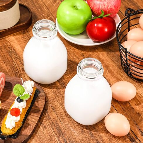 6 Pcs 16oz Glass Milk Bottles with Lids Small Milk Bottles Container with Lid for Refrigerator Storage Reusable Glass Bottles for Homemade Almond Milk Coffee Creamer Parties Breakfast Wedding Picnic in Kuwait