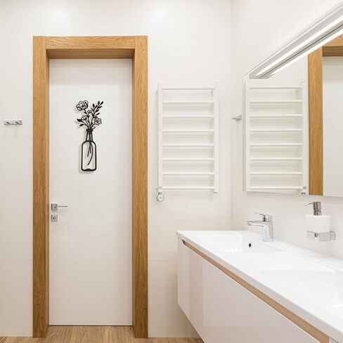 3 قطع من زهور معدنية لتزيين الحائط، مزهرية معدنية بنمط زهور، فنون حائط معدنية ذات طابع طبيعي، ديكور حائط معدني بسيط على شكل زهرة معدنية سوداء لديكور الحائط للمنزل/الحمام/ديكور حائط المطبخ in Kuwait