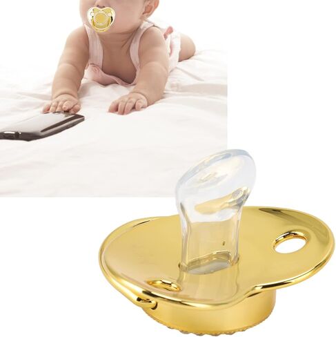 Baby Pacifier Stylish Free DIY Photo Decoration Infant Bling Pacifier Clip Set for Newborn (Gold M) in Saudi Arabia