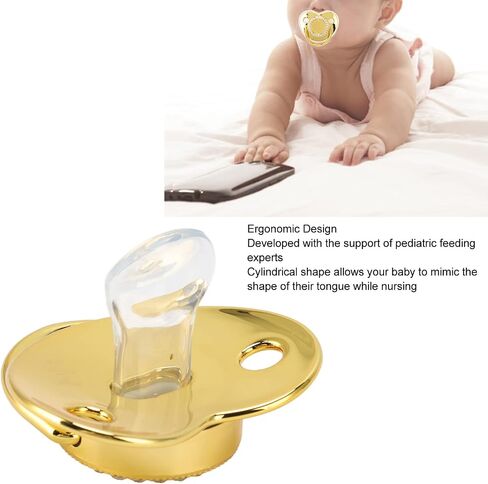 Baby Pacifier Stylish Free DIY Photo Decoration Infant Bling Pacifier Clip Set for Newborn (Gold M) in Saudi Arabia
