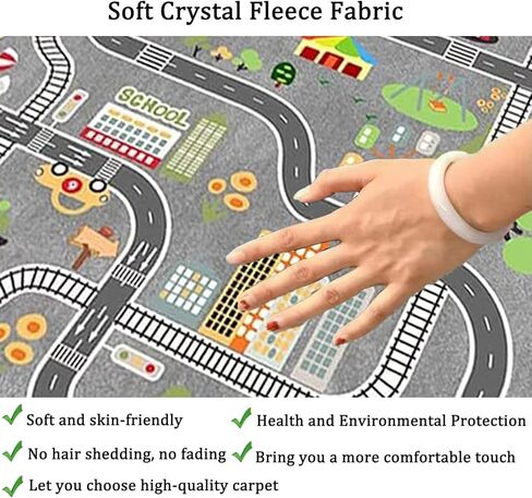سجادة لعب للأطفال للعب السيارات، سجادة تعليمية لحركة المرور على الطرق في المدينة، سجادة رمي ممتعة، سجادة حضانة غير قابلة للانزلاق لغرفة نوم الأولاد والبنات 80 × 120 سم / 31 × 47 بوصة in Kuwait