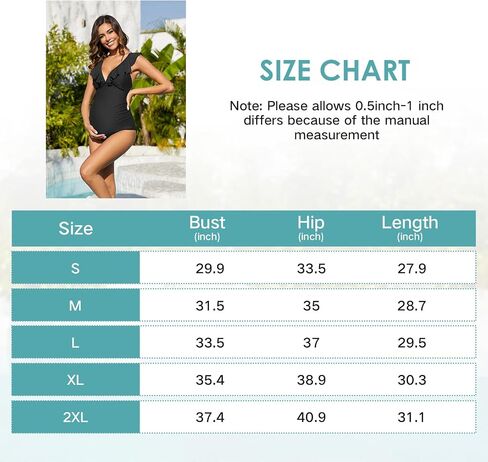 American Trends Maternity One Piece Swimsuit Elegant Ruffle V Neck Ruched Bathing Suit with Adjustable Straps in Saudi Arabia